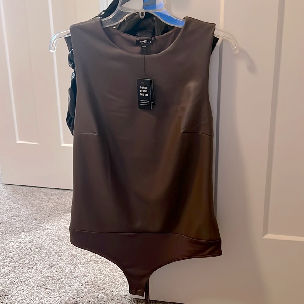 Brown Leather Bodysuit